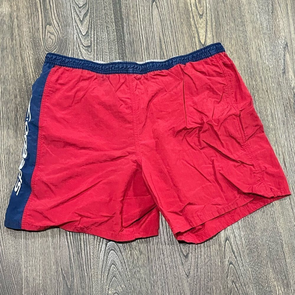 Speedo Running Shorts Elastic Waist Lightweight Nylon Athletic Fit Red Size L